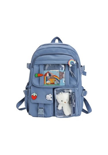 Hfambition Dake Kadın Sırt Çantası - Su Geçirmez Nilon Materyal, Organize Bölmeler, Mavi Renk Çok Renkli