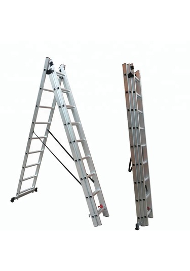 Asil Alüminyum 3 Parçalı Endüstriyel Merdiven 3x6 / 3x7 / 3x8 / 3x9 Basamak En131 3x7 Basamaklı