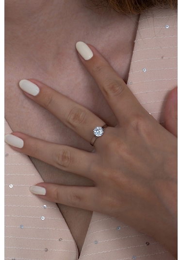 Gümüş Tektaş Yüzük Sevgiliye Hediye Wsr30