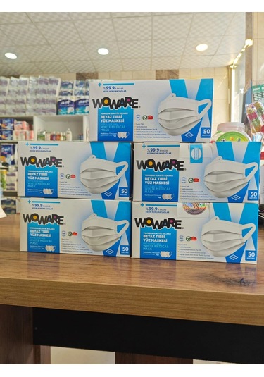 Woware Lastikli Telli Cerrahi Yüz Maskesi 5 x 50'li
