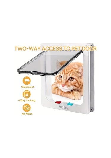 Willowhaven Beyaz 4 Yönlü Kilitli Kedi Köpek Kapısı Uzaktan Kumandalı İç Dış Mekan