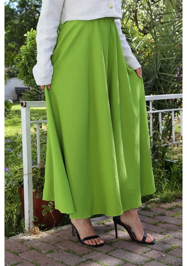 Beli Lastikli Süper Kloş Etek Yeşil