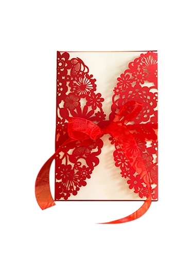 Shineyee 10 Adet Kırmızı Gergi Askılı Nikah Davetiyesi - Boş İç Kart, Zarf Ve Kutu İle Romantik Parti Daveti Kartları