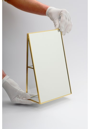 Makyaj Aynası Masaüstü Organizer Pirinç & Gold