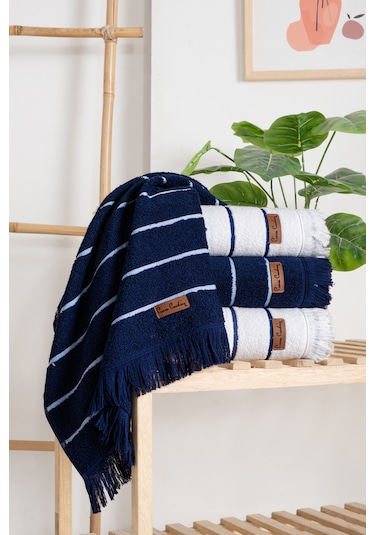 Pierre Cardin 4'lü Yüz Havlusu Elegance Lacivert-beyaz Çok Renkli