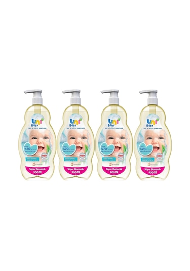 Uni Baby Bebek Saç Ve Vücut Şampuanı 900ml Klasik Pompalı 4lü