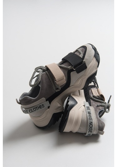 Lulen Siyah Vizon Sim Yazılı Cırtlı Kadın Spor Sneakers Siyah