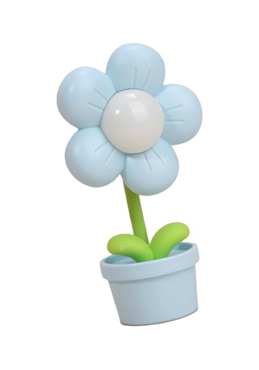 Çocuklar İçin Çiçek Gece Lambası Yumuşak Işık 360 Derece Bükülebilir Pille Çalışan Yatak Başı Lambaları Oturma Odası İçin Mavi