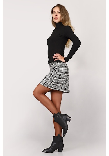 Gönderi R Siyah Sivri Burun Kalın Topuklu Kovboy Bot Siyah