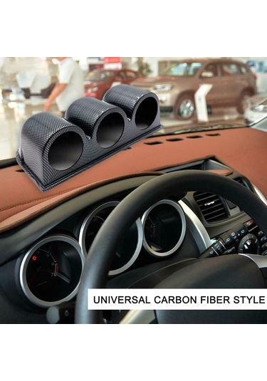 Skycity Araba İç Dekoru 52mm 3 Lü Gauge Paneli, Karbon Fiber Desenli Sabit Tutucu, Kolay Kurulum, Dayanıklı Abs Malzeme