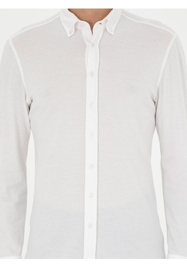 Cacharel Beyaz Slim Fit Pamuk Karışımlı Gömle 15841036