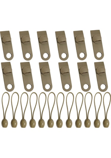 Skycity Dayanıklı Nylon Çadır Klembi - 12 Adet + 12 Şişme Kordon, Feneri/açık Hava Tente Uygun, Rüzgar Direnci, Yeşil/kahverengi Seçenek Kahverengi