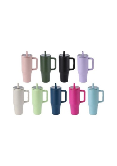 Novahub 40 Oz Paslanmaz Termal Bardak, Kapaklı Pipetli Sızdırmaz Gül Kırmızı Gül Kırmızısı