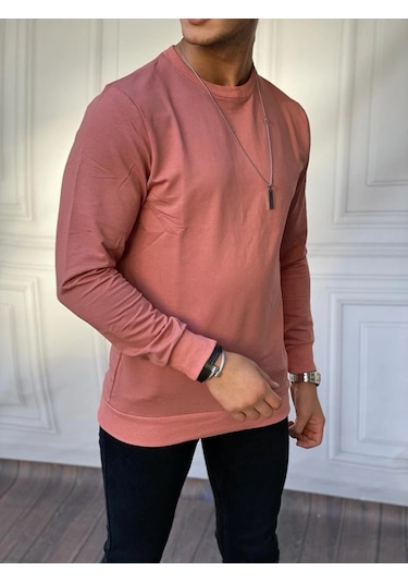 Modefendi Düz Renk İki İplik Sweatshırt Gülkurusu