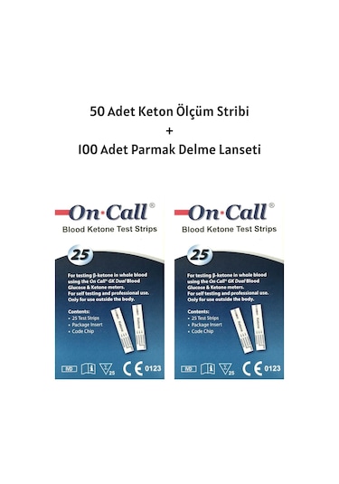On Call GK Dual Keton Ölçüm Stribi 50 Test + 100 Adet Lanset
