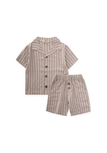 Gofre Gömlek Kapri Takım 2-10 Yaş Bej Bej