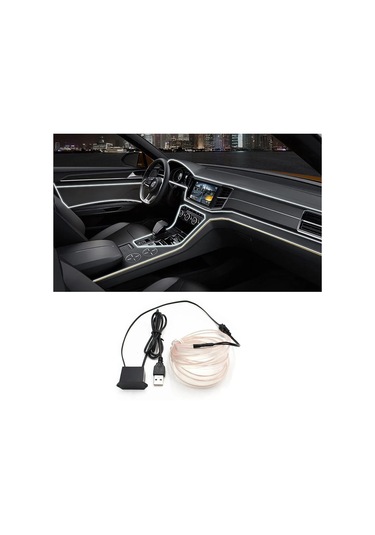 Barley 2m/3m/5m Led Neon Şerit Araç İç Dekorasyon Dıy Usb Esnek Ortam Işığı Yayan Color3 1m