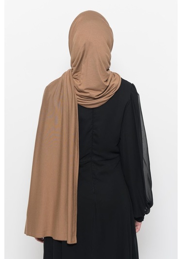 Hazır Pratik Geçmeli Lüks Düz Penye Şal Çapraz Hizalı Çikolata