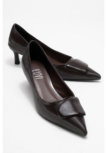 Brıana Kahverengi Çizgili Tokalı Kadın Topuklu Ayakkabı Kahverengi