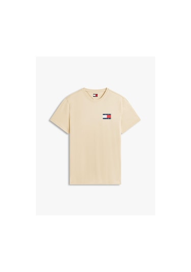 Tommy Hilfiger Tjm Slım Essentıal Flag Tee Ext Erkek Bej T-shirt - Dm0dm20740-12888 Beige