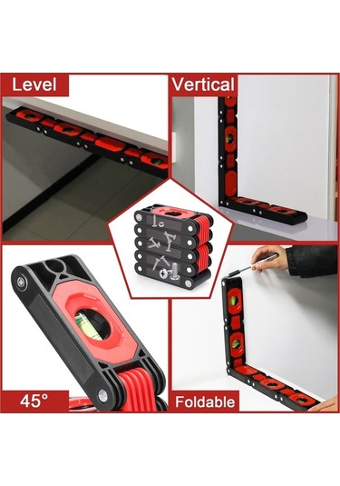 Tongxida 600mm Çok Açıklı Katlanabilir Seviye Cetveli - 4 Seviye Balonu İle Dikey/yatay/45 Ölçüm, Ahşap İnşaat İçin Manyetik A