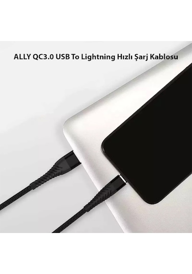 Ally QC3.0 Usb To Lightning Hızlı Şarj Kablosu
