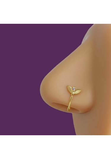 Deliksiz Gumus Sıkıştırmalı Melek Figürlü Hızma 925 Ayar Sarı