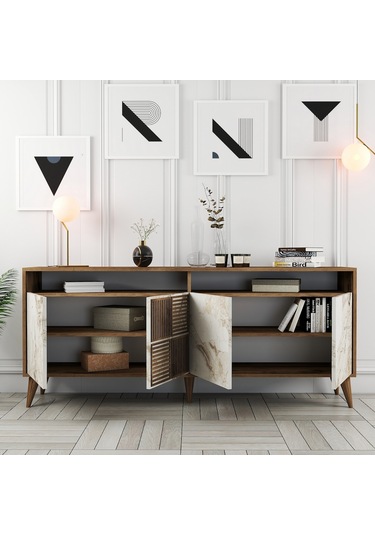 Variant Variant Milan Konsol - Ceviz / Beyaz Mermer