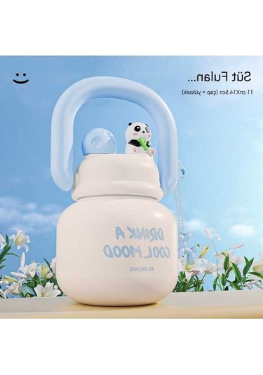 Maoyaya Sevimli Ve Taşın Çiftçecek Büyük Göbek Termos Fincan Beyaz Beyaz