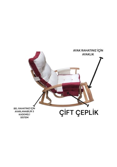 Yaren Home Dizayn Sallanan Sandalye Bordo Krem Bordo - Krem