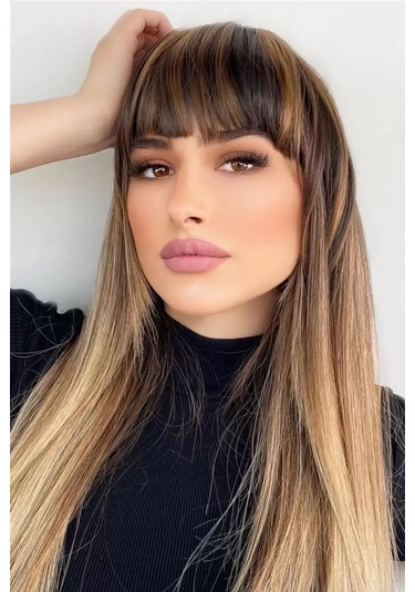 Caş Dekorasyon Takma Kahkül - Kahverengi Balyaj - 2h6 - Uzun Kenarlı