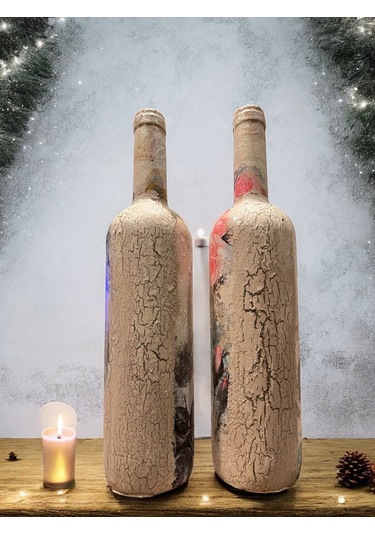 Meryem Ana Ve İsa Figürlü El Yapımı Dekoratif Şarap Şişeleri, Ev Dekoru, Ev Aksesuarları, Noel Ve Ye