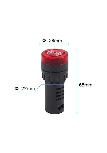 Kırmızı Led Işıklı Buzzer - 220v Ac