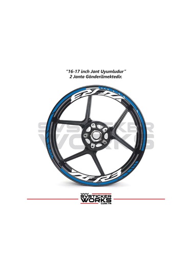 Yamaha Yzf-r3 Yazılı Jant Sticker Dış Ve İç Set Sticker Jant Şeridi Mavi