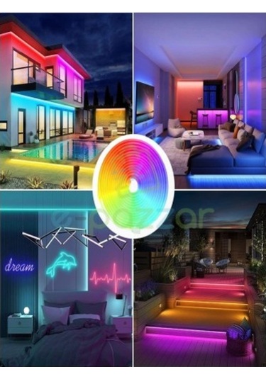5m 16 Renk 4 Fonksiyonlu Esnek Şerit Neon Led Tdrtr Çok Renkli