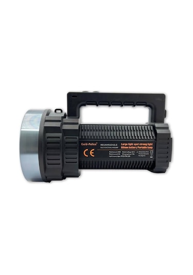 Gold Police Gp-640 Şarjlı El Feneri Projektör 50 Watt Uzun Menzilli Fener Gri