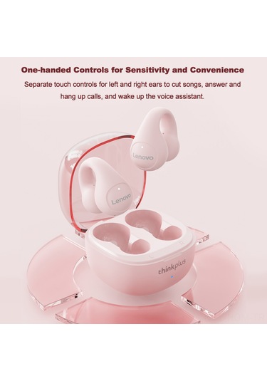 Suofeng 联想 Lp13 Pembe Klip-on Bluetooth 5.3 Kulaklık - 10mm Hoparlör, 5 Saat Müzik Süresi, 10m Aktarım Mesafesi