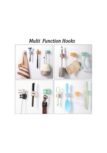 Springsun 6'lı Silikon Diş Fırçası Askısı - Duş, Banyo Ve Mutfak İçin Yapışkanlı Çok Amaçlı Kanca Siyah