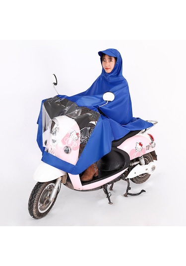 Büyük Siperlikli Elektrikli Araç Motosiklet Yağmurluğu-mavi