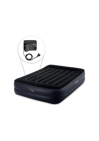 INTEX Queen Pillow Rest Raised Şişme Yatak-Koyu Mavi-Queen çift kişilik Koyu Mavi