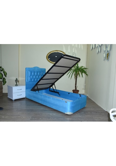 Bengimobilya Baza-Başlık Taytüy Turkuaz Renk Silin Kumaş Model Metal Çelik...