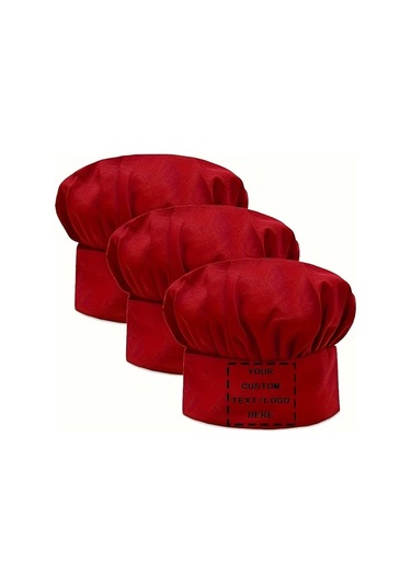 Fochsia 6lı Kırmızı Şef Şapkası Seti - Ayarlanabilir Esnek Tokalı Nefes Alabilir Yıkanabilir Kırmızı Şef Şapkası - Altılı Paket