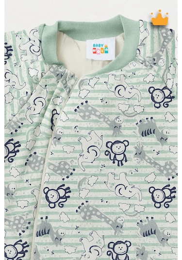 2.5 Tog 2-9 Yaş Premium Kalite Kalın Elyaf Dolgulu Uzun Kollu Kız Erkek Çocuk Uyku Tulumu Yeşil