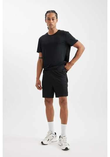 DeFactoFit Standart Fit Normal Kesim Sporcu Kısa Paça Şort C9176AX24AUBK81 Siyah