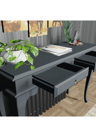 Roys Ahşap 100 Cm Antrasit Gri Çekmeceli Petek Üstü Yüksek  Dresua Gri