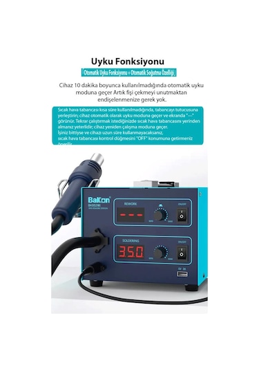 Bakon 852mx İntelligent Isı Ayarlı 2 İn 1 Havya İstasyonu 1000w