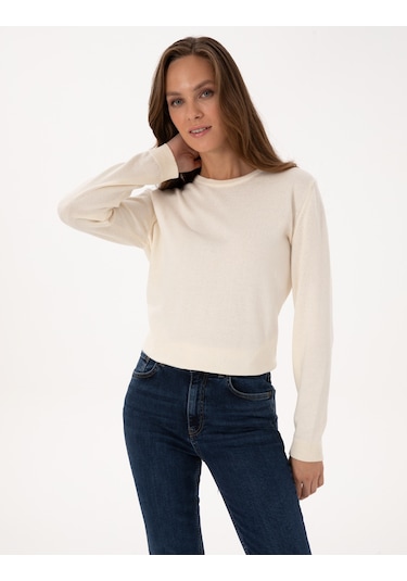 Pierre Cardin Kadın Ekru Kazak /triko 50316393-vr019 Ekru