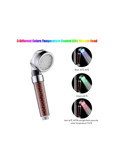 Teltree Renkli Led Duş Başlığı - 3 Renk Sıcaklık Kontrolü & 7 Renk Otomatik Değişim, Abs Malzeme, Kolay Kurulum Diğer