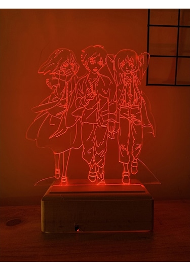 Mikasa Eren Armin Attack On Titan 16 Renk Gece Lambası