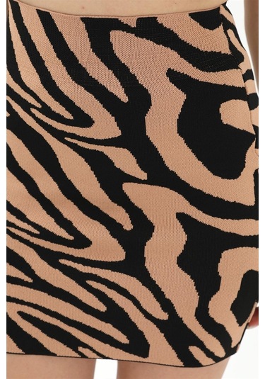 Zebra Desen Etek - Camel - Camel